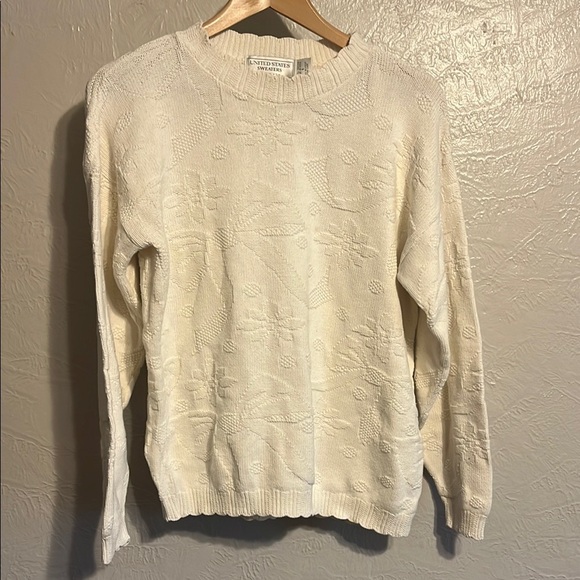 United States Sweaters 100% Cotton Cream Crewneck Sweater Large - Picture 1 of 5